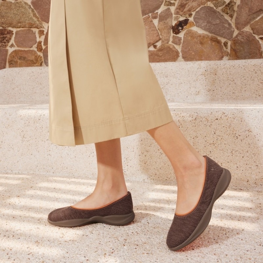 VIVAIA Izabel Coffee Orange Wool Water Repellent Knit Flats Shoes EU 38 US 7-7.5